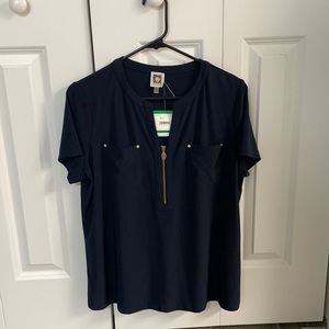 Navy blue top by Anne Klein